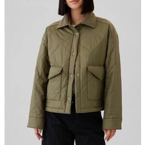 NWT Gap Women’s Lightweight Field Jacket Quilted Corduroy Trim Green Large
